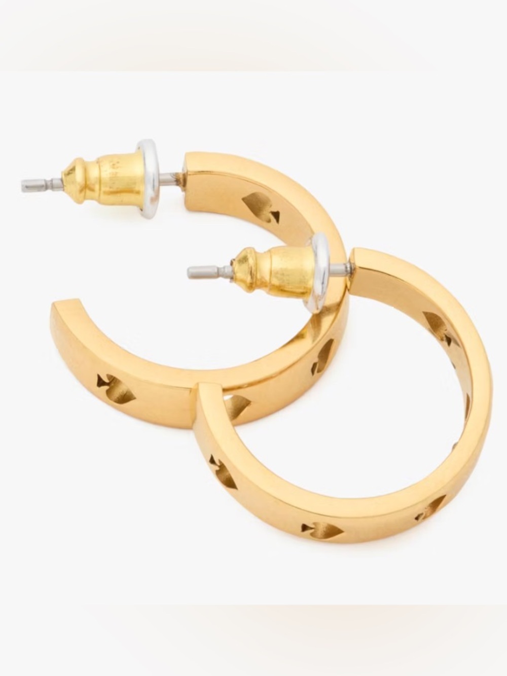 NWT! ♠️ Kate spade Huggies Earrings in gold with cutout spades - Picture 2 of 8